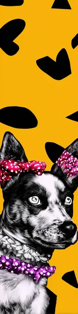 Free dog bookmark featuring a dog against a mustard yellow background